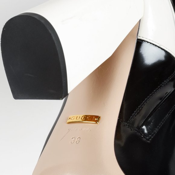 Gucci Magnolia Black & White Bow Block Heel Boots - Picture 5 of 11